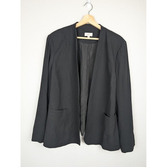 LOFT Plus Blazer Womens 20 Black Open Front Long Sleeve Workwear Office Jacket - Picture 1 of 7